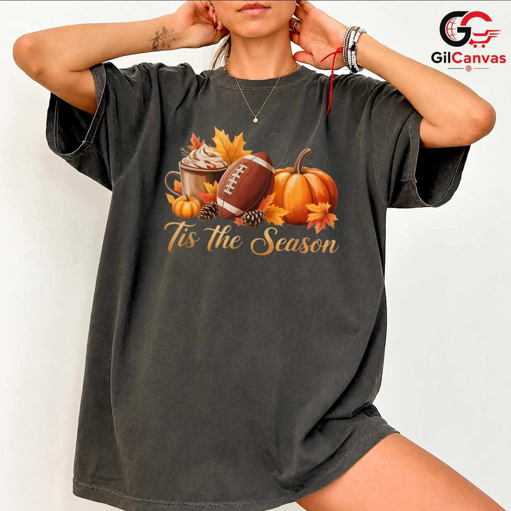 Pumpkin Football Fall T-Shirt Unisex Thanksgiving Sports Holiday Gift All Ages