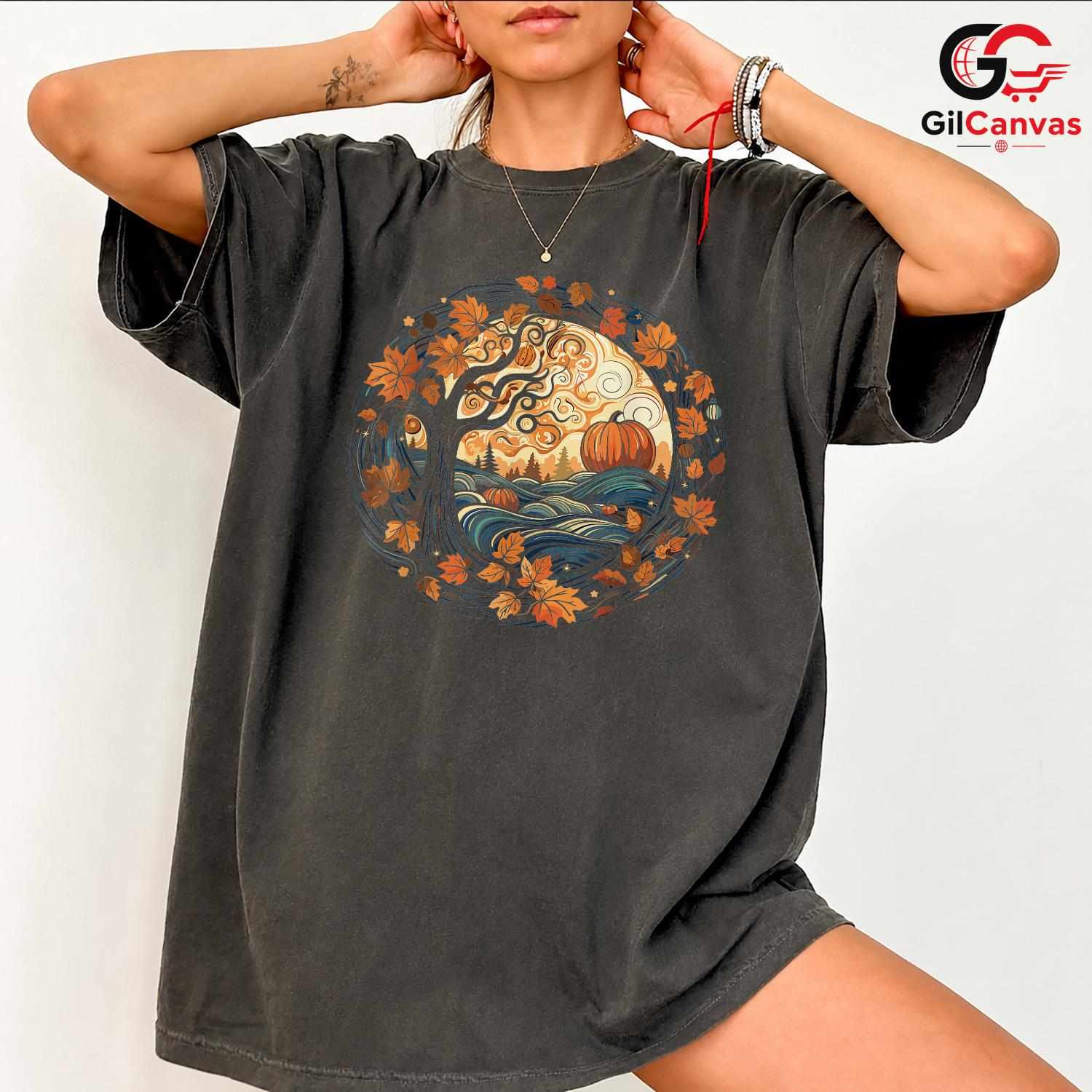 Pumpkin Tree Fall Themed Shirt Unisex Perfect Autumn Lover Gift For Adults