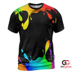 Rainbow Fluid Art 3D T-Shirt, Vibrant Unisex Abstract Graphic Tee Festival Parties