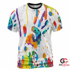 Rainbow Splatter 3D T-Shirt, Vibrant Unisex Artistic Graphic Tee For Summer Parties