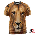 Realistic Lion Face 3D T-Shirt, Majestic Unisex Wildlife Graphic Tee For Casual Wear