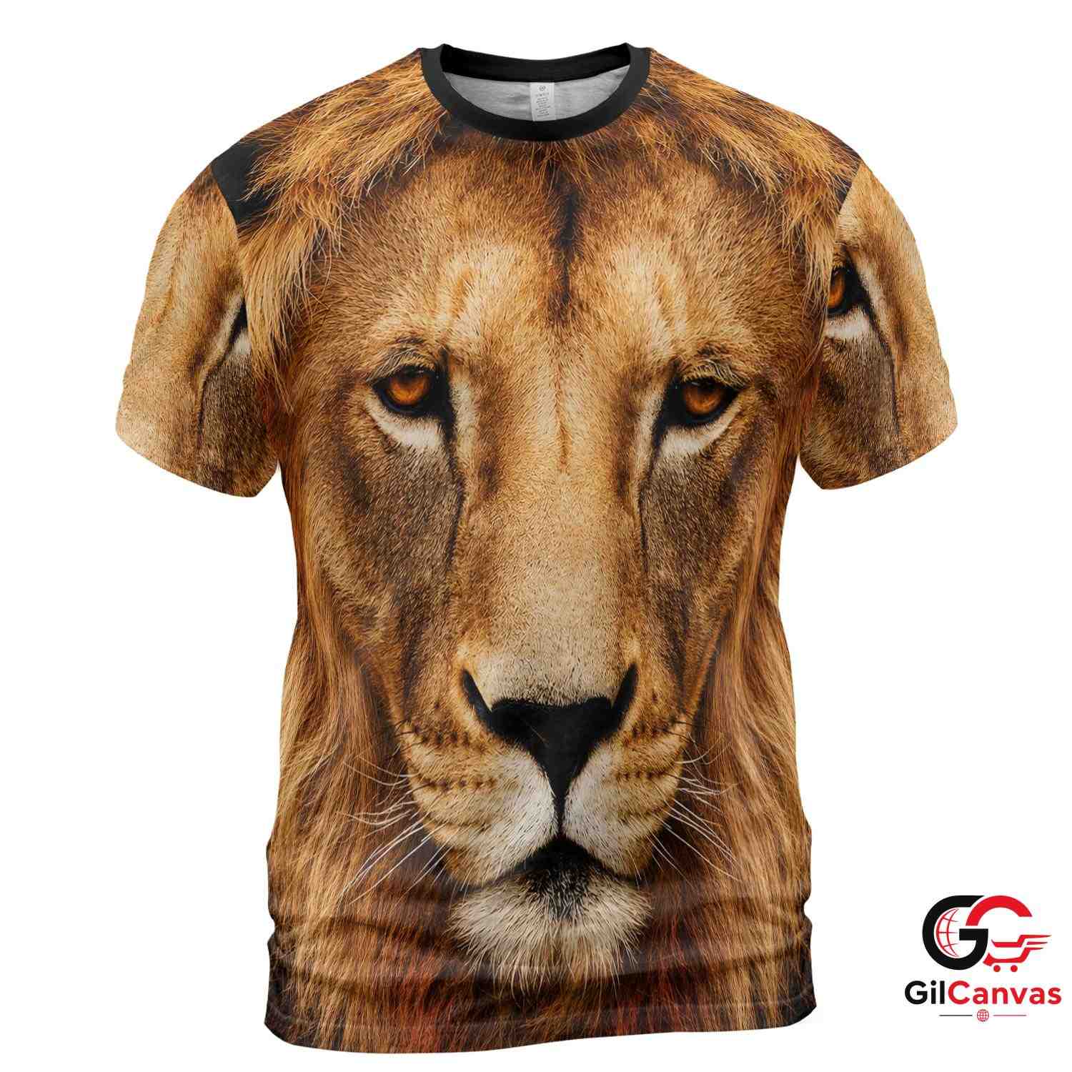 Realistic Lion Face 3D T-Shirt, Majestic Unisex Wildlife Graphic Tee For Casual Wear