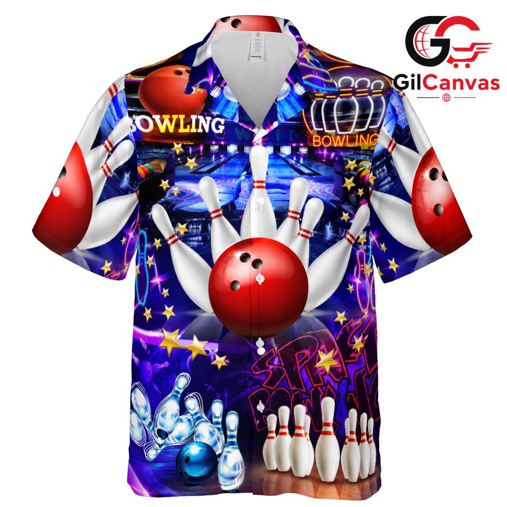 Retro Bowling Hawaiian Tee Unisex, Perfect Vintage Party Design Summer Fun