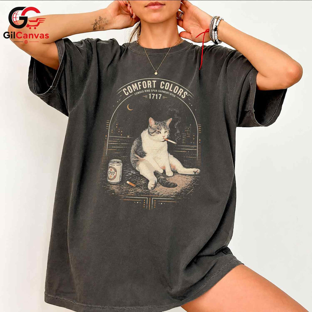 Retro Vintage Cool Cat T-Shirt Unisex Casual Wear Feline Lover Graphic Apparel Tee