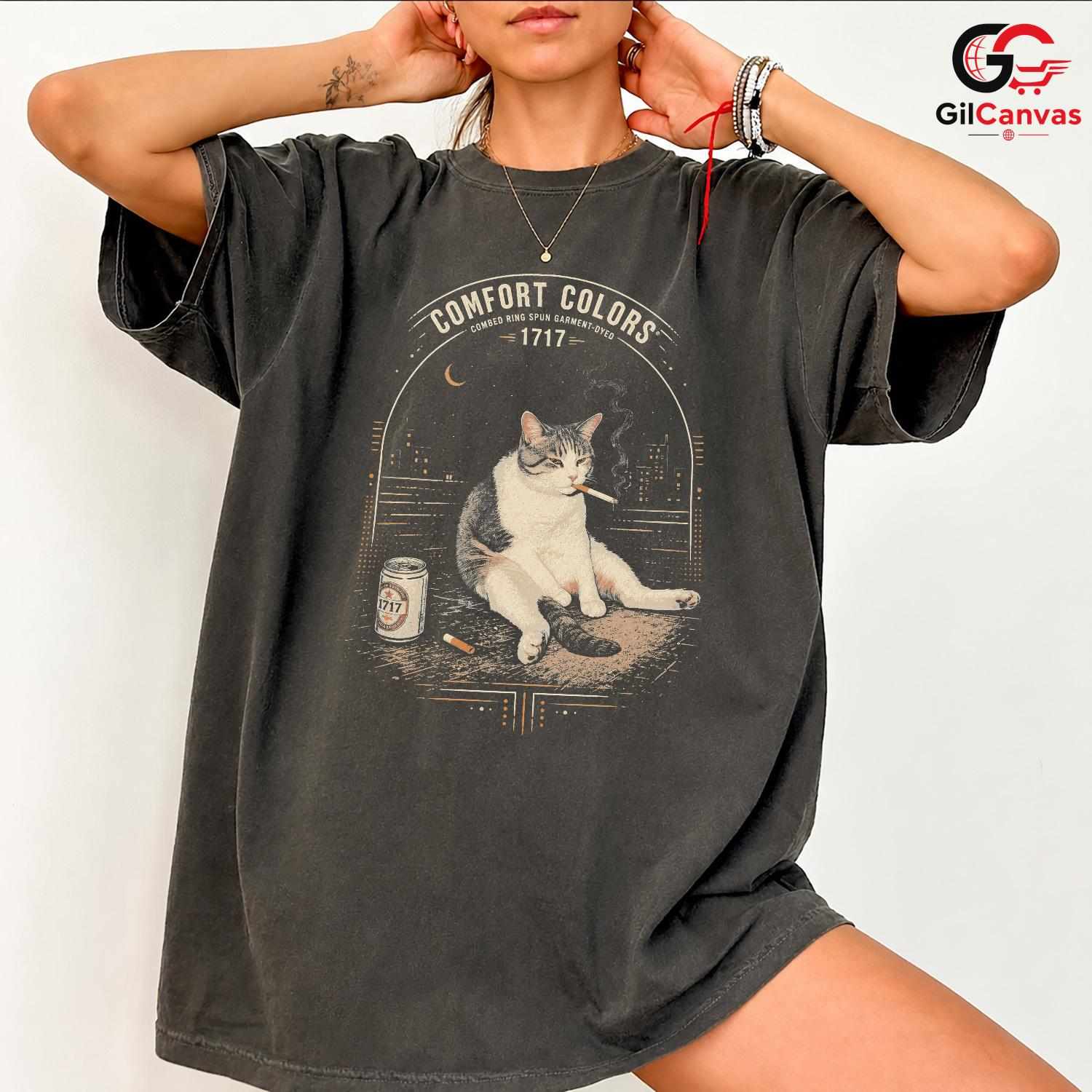 Retro Vintage Cool Cat T-Shirt Unisex Casual Wear Feline Lover Graphic Apparel Tee