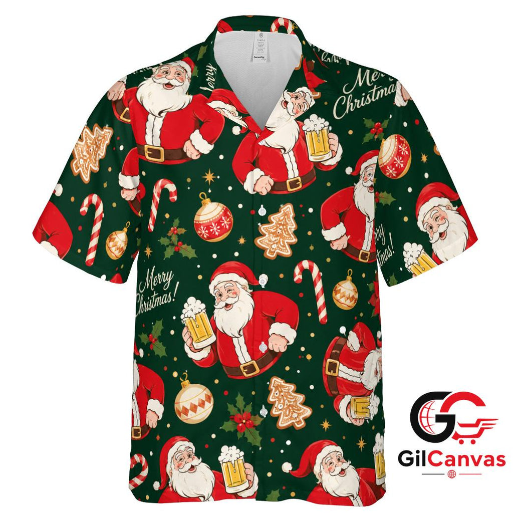 Santa Claus Tee Hawaiian Shirt Christmas Party Ideal Men Fun Holiday Wear