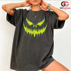 Scary Jack O Lantern Face Tee Shirt Unisex Spooky Trick Or Treat Party Costume