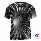 Sci-Fi Tunnel Art 3D T-Shirt, Cool Unisex Futuristic Graphic Tee For Rave Parties