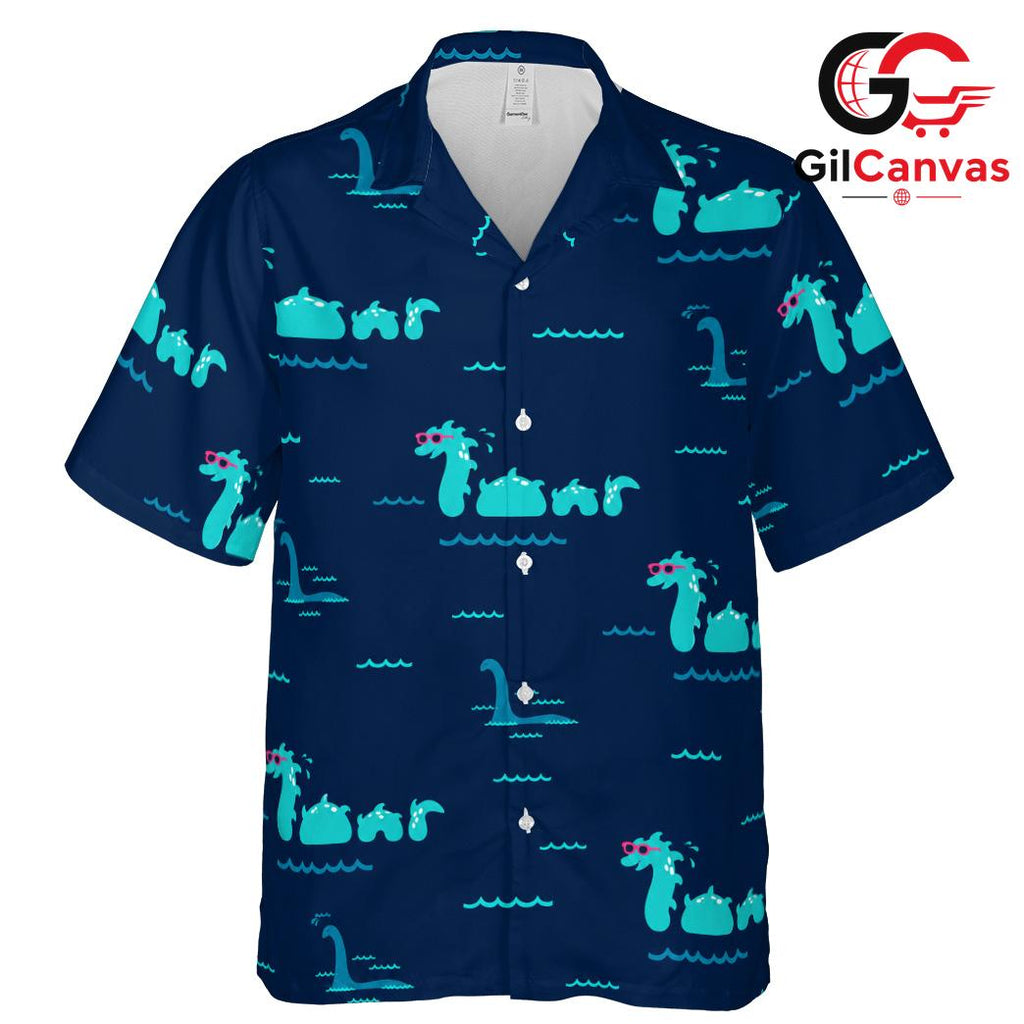 Sea Serpent Tropical Style Shirt, Premium Mens Beachwear For Summer Vacations