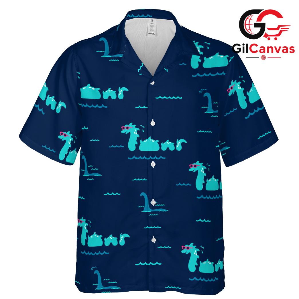 Sea Serpent Tropical Style Shirt, Premium Mens Beachwear For Summer Vacations