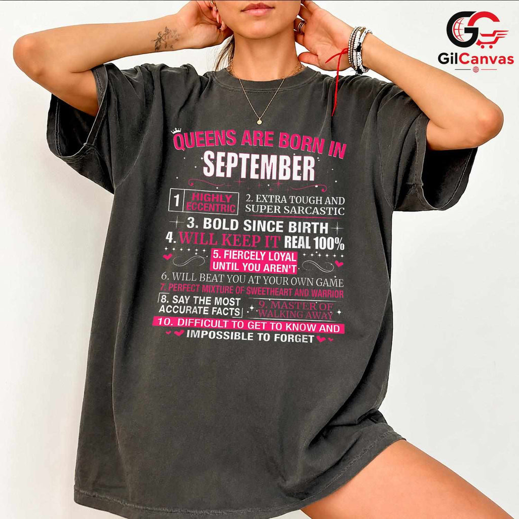 September Birthday Queen Shirt Unisex Fun Sarcastic Celebration Gift For Women
