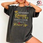 September Queen Blessed T-Shirt Unisex Fun Birthday Celebration Gift For Women