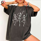 Skeleton Dance T-Shirt Halloween Party Wear Fun Casual Gift For Men Women Tee