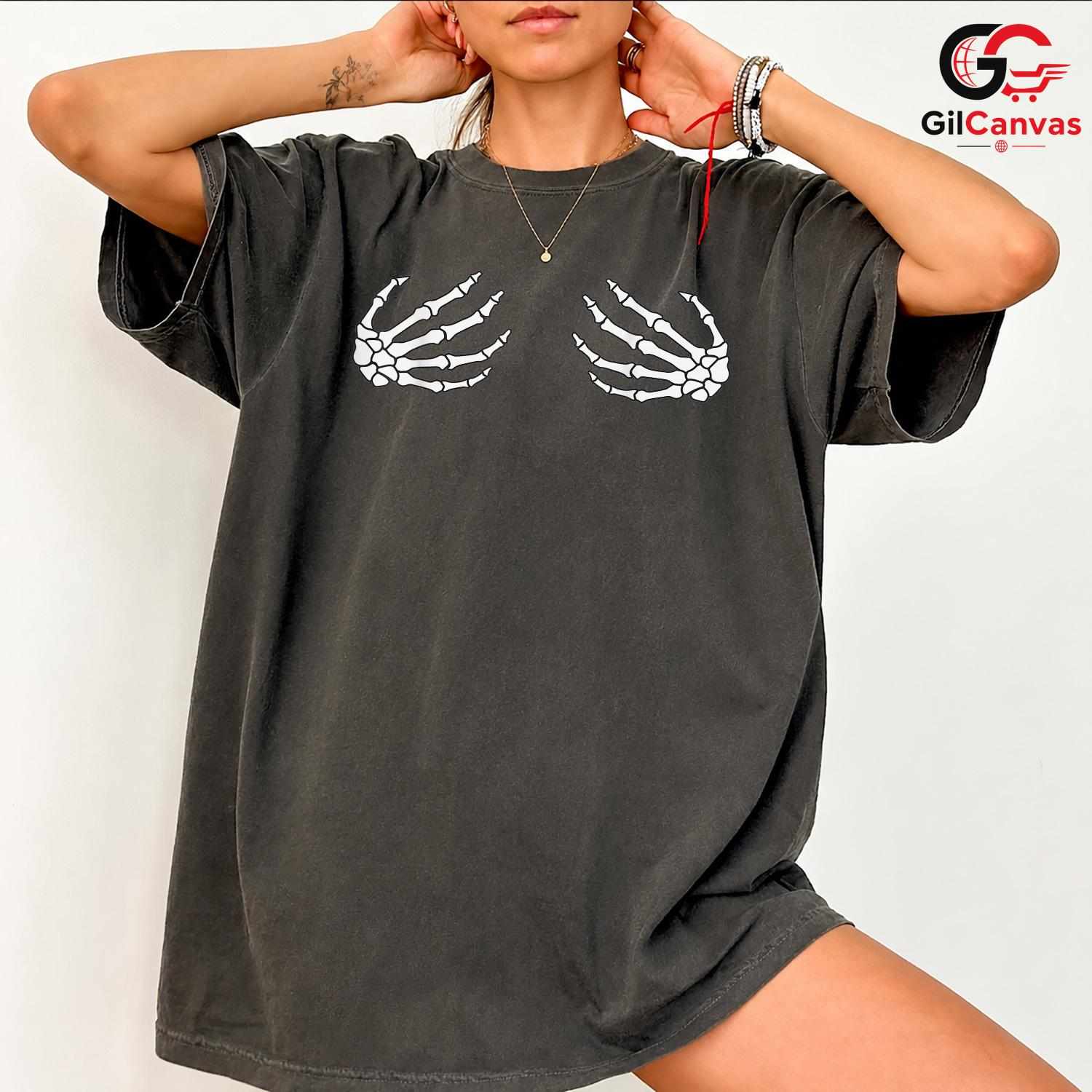 Skeleton Hands Bone Costume T-Shirt Unisex Funny Spooky Creepy Gift For Women