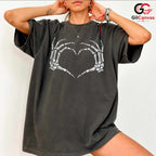 Skeleton Hands Heart Tee Shirt Unisex Perfect Spooky Season Gift For Teens