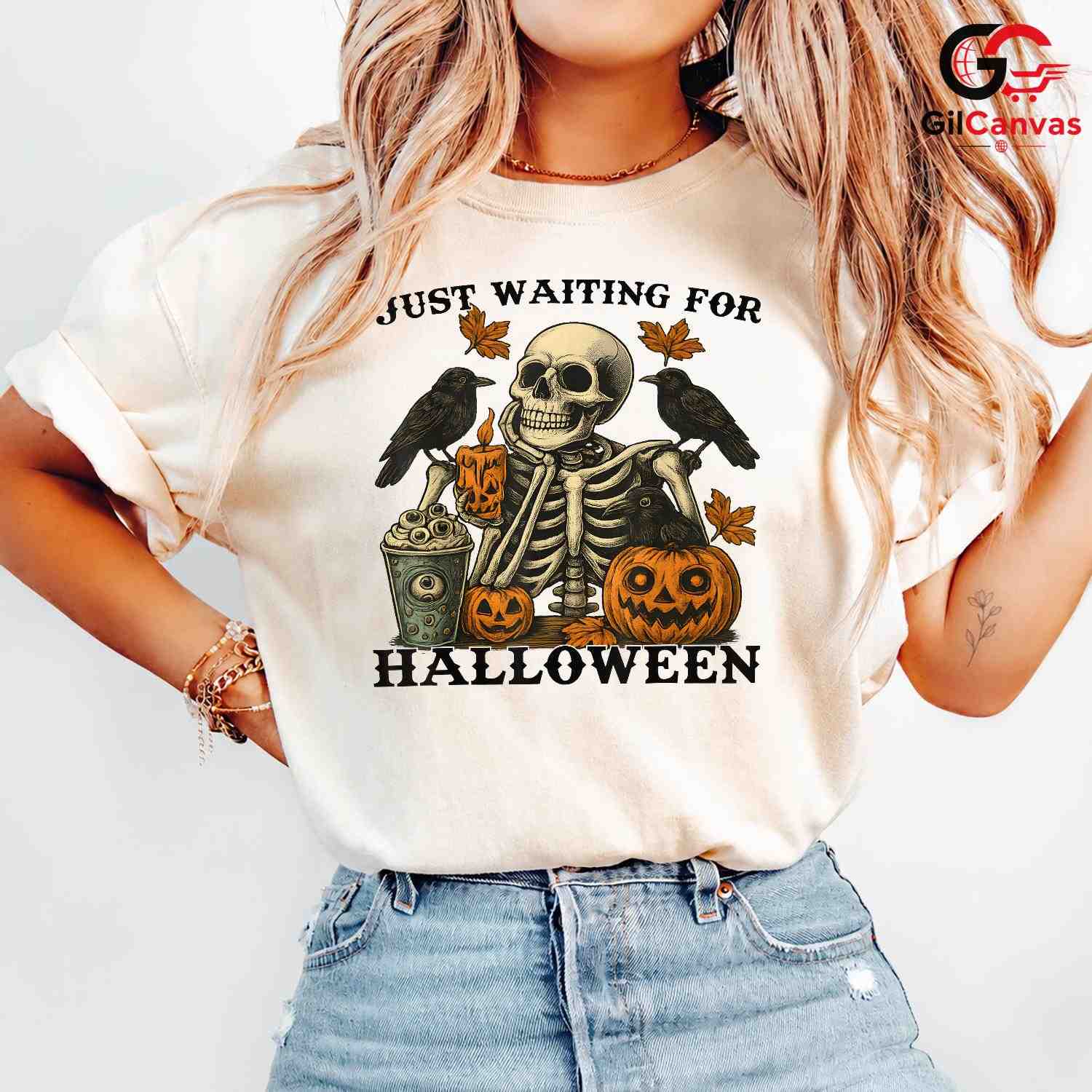 Skeleton Pumpkins Halloween T-Shirt Unisex Perfect Fall Event Gift For Adults