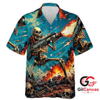 Skeleton Skull Hawaiian Shirt For Halloween Parties Unisex Casual Wear Vibe