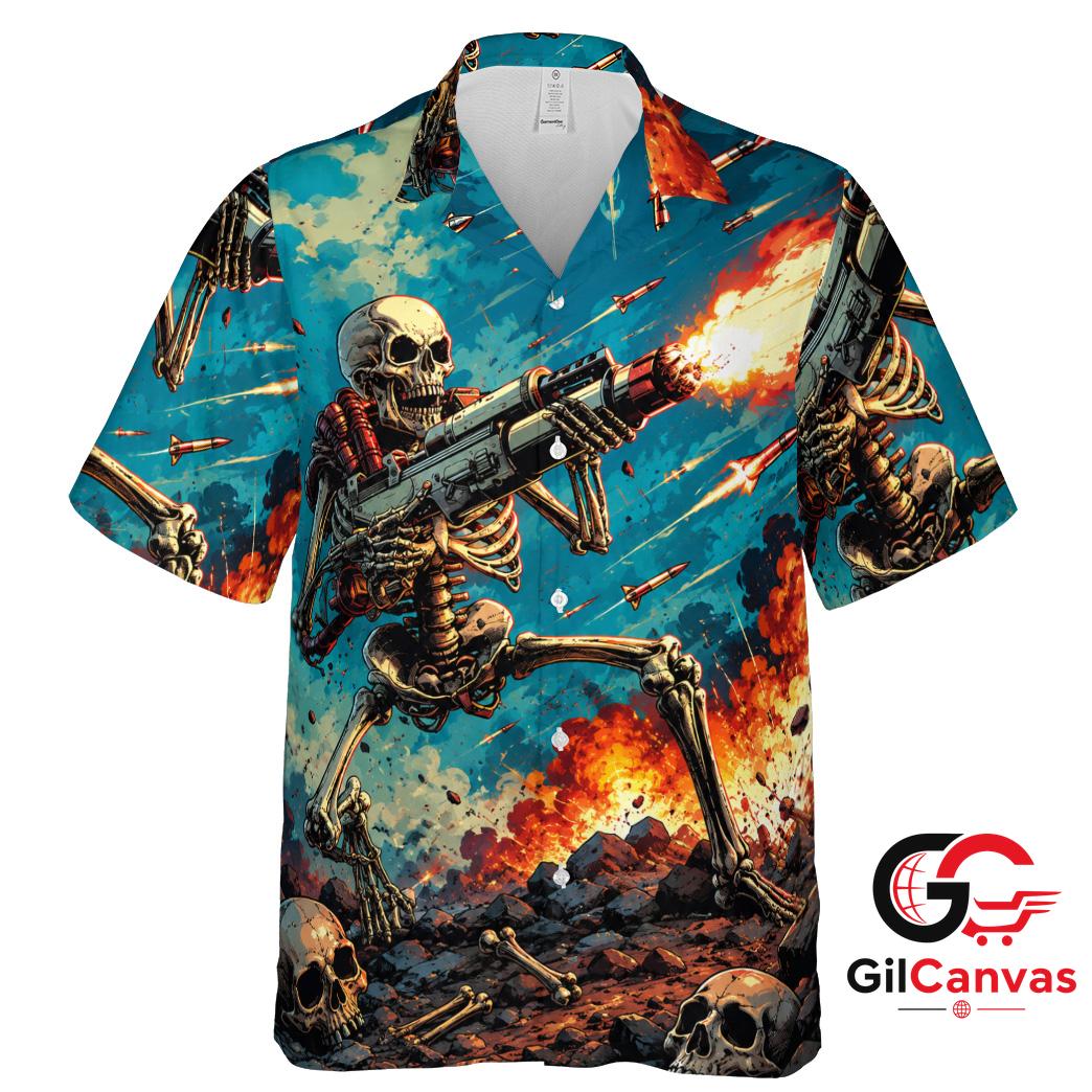 Skeleton Skull Hawaiian Shirt For Halloween Parties Unisex Casual Wear Vibe