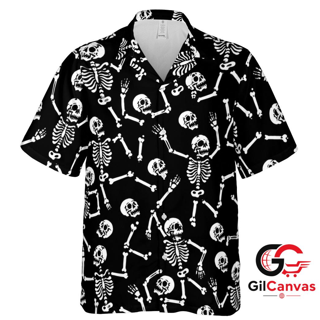 Skeleton Skull Hawaiian Shirt For Halloween Unisex Perfect Parties Apparel
