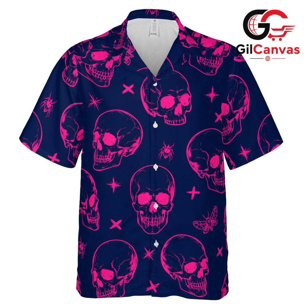 Skull Print Halloween Shirt, Fun Casual Unisex Wear Summer Festivities