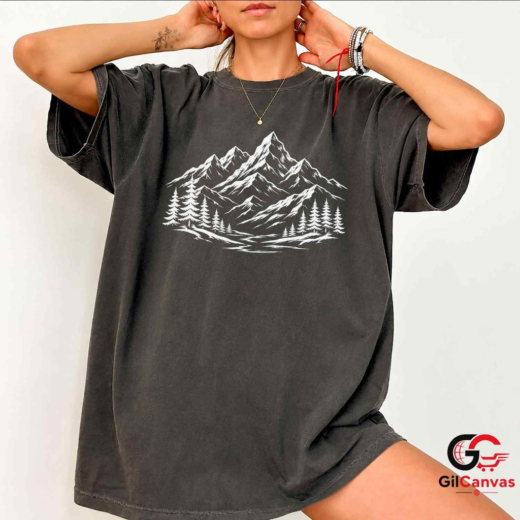 Snowy Peak Mountain T-Shirt Wilderness Exploration Unisex Hiking Graphic Tee