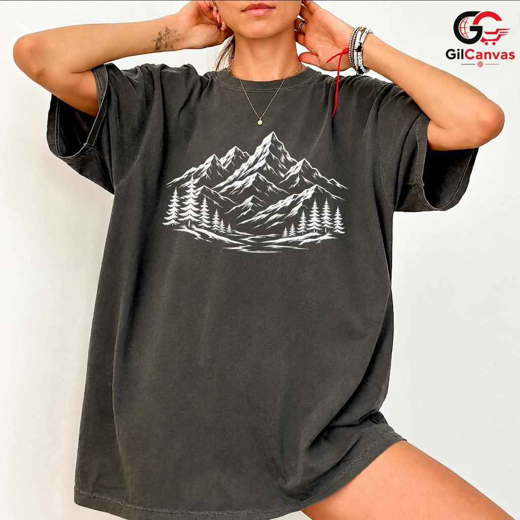 Snowy Peak Mountain T-Shirt Wilderness Exploration Unisex Hiking Graphic Tee