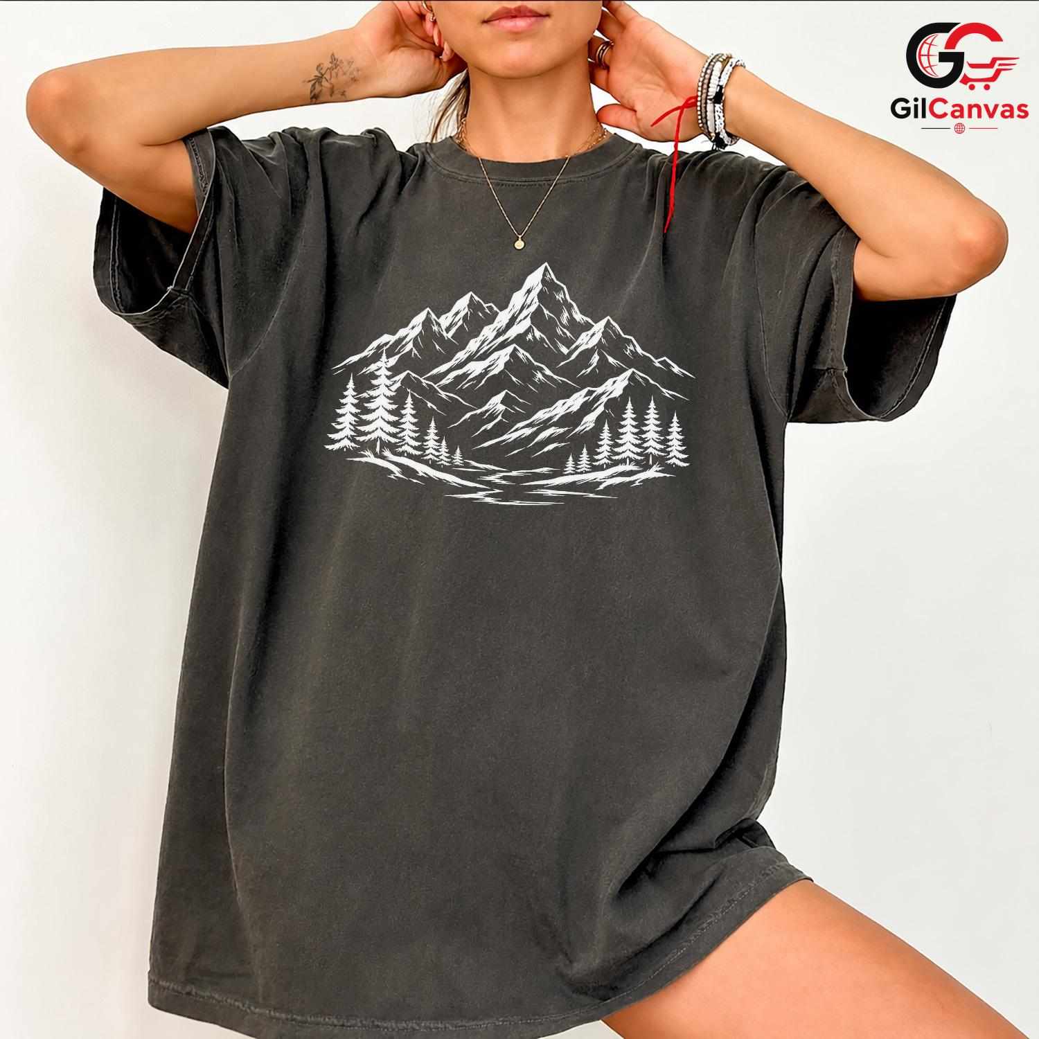 Snowy Peak Mountain T-Shirt Wilderness Exploration Unisex Hiking Graphic Tee