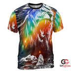 Space Theme Lion Art 3D T-Shirt, Vibrant Unisex Cosmic Graphic Tee Gift For Animals