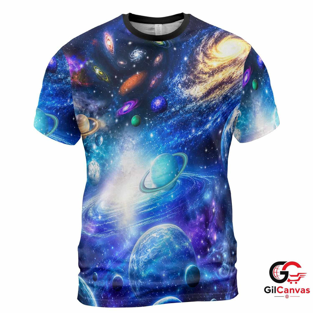 Space Universe 3D T-Shirt, Cool Unisex Galaxy Print Tee Gift For Astronomy Fans