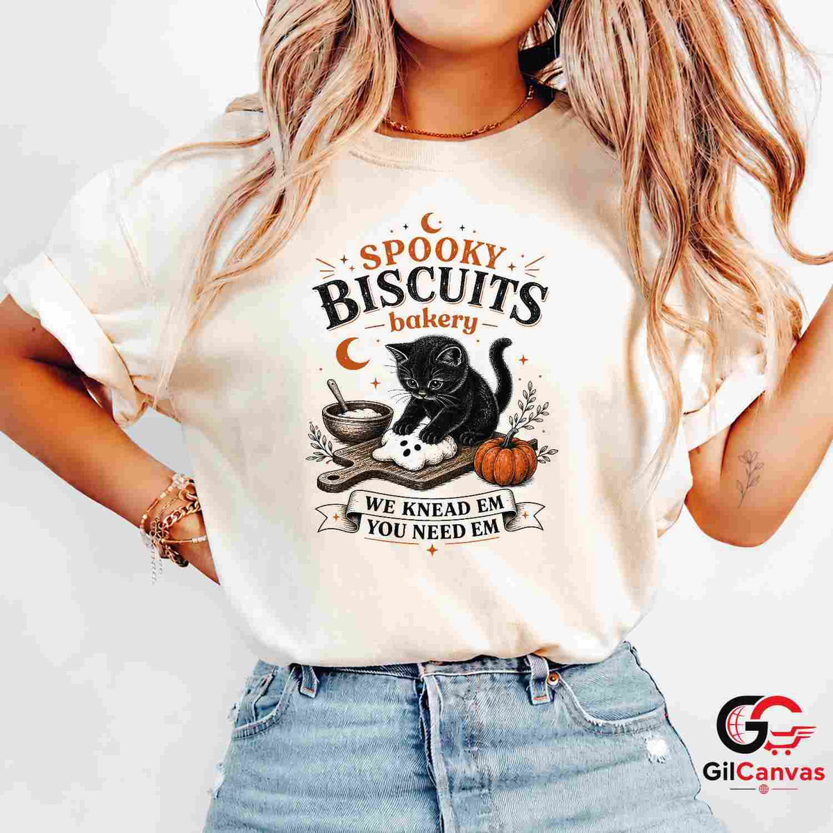 Spooky Black Cat Baker T-Shirt Funny Halloween Bakery Unisex Graphic Apparel Tee