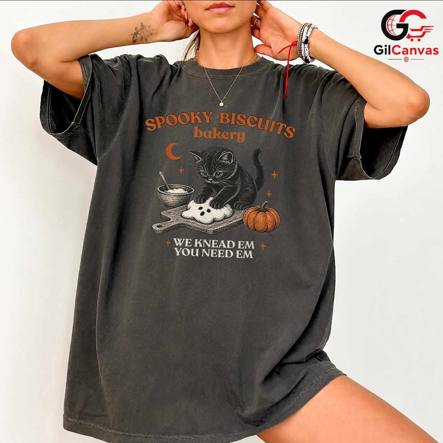 Spooky Cat Bakery Tee Shirt Unisex Fun Halloween Gift Idea For Cat Lovers