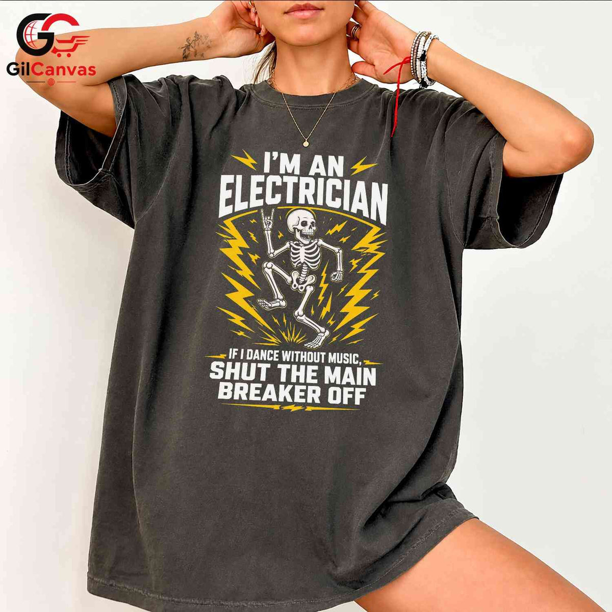 Spooky Electrician T-Shirt Unisex Fun Tradesman Gift Custom Graphic Halloween