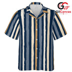 Striped Pattern Summer Beach Tee, Stylish Casual Mens Wear For Tropical Vacations