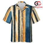 Striped Unisex Hawaiian Shirt, Ideal Casual Summer Beach Trips Pool Party