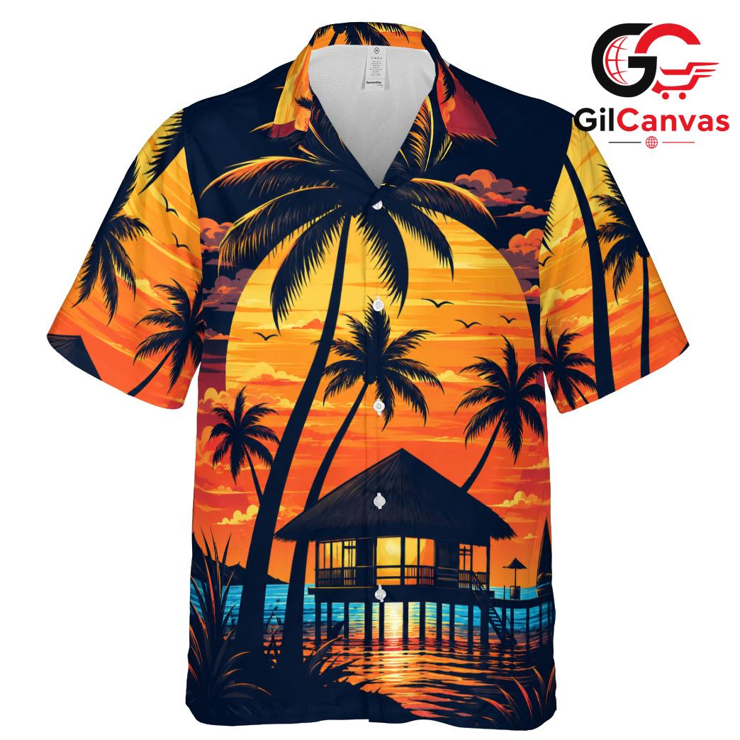 Sunset Beach Hawaiian Shirt, Men Beachwear Perfect for Summer Vacations