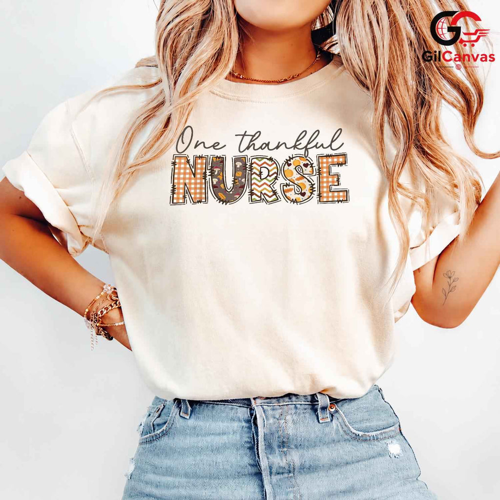 Thankful Nurse Fall T-Shirt Unisex Healthcare Worker Medical Perfect Gift