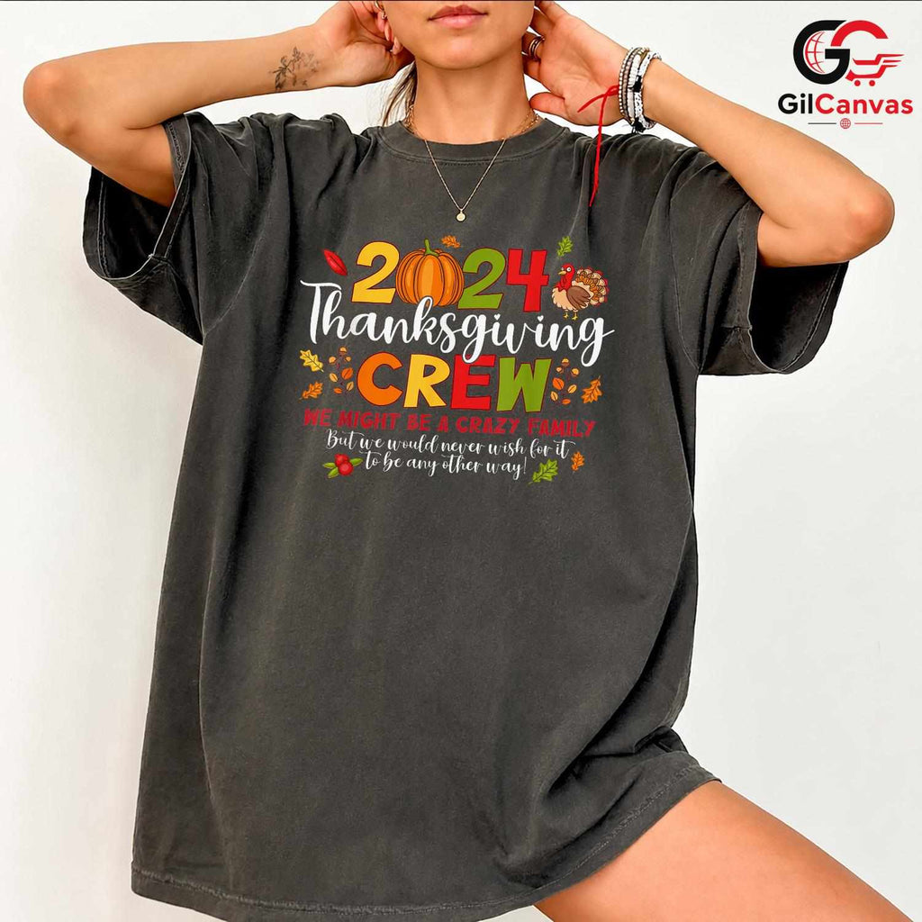 Thanksgiving Crew 2024 T-Shirt Unisex Fall Family Gathering Celebration Gift