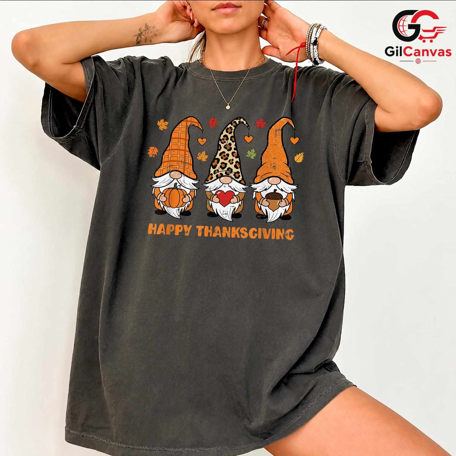 Thanksgiving Gnome T-Shirt Unisex Cute Fall Holiday Festival Gift For Family