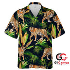 Tiger Pattern Hawaiian Shirt For Summer Vacation Perfect Men Tropical Vibe