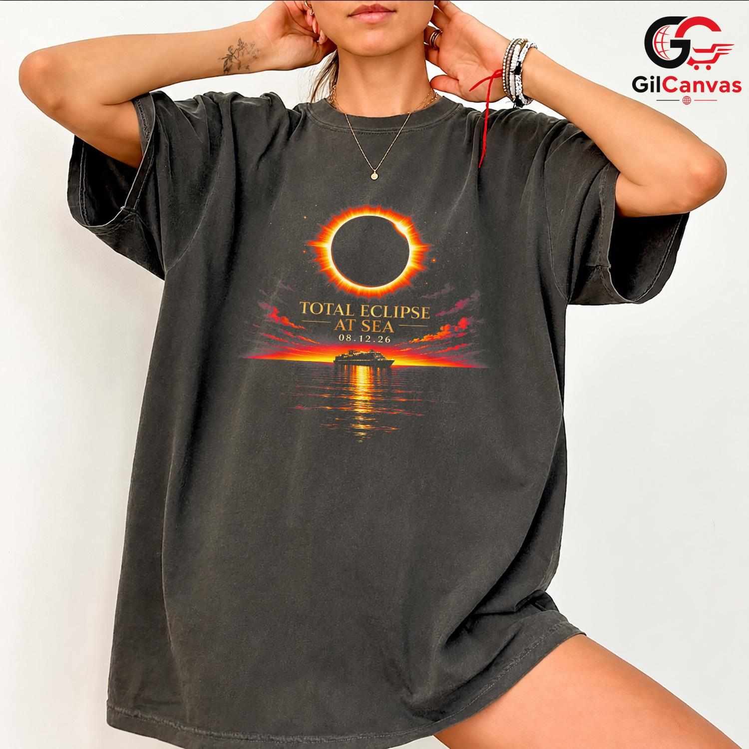 Total Eclipse At Sea T-Shirt Unisex Astronomy Lover Event Gift For Adults