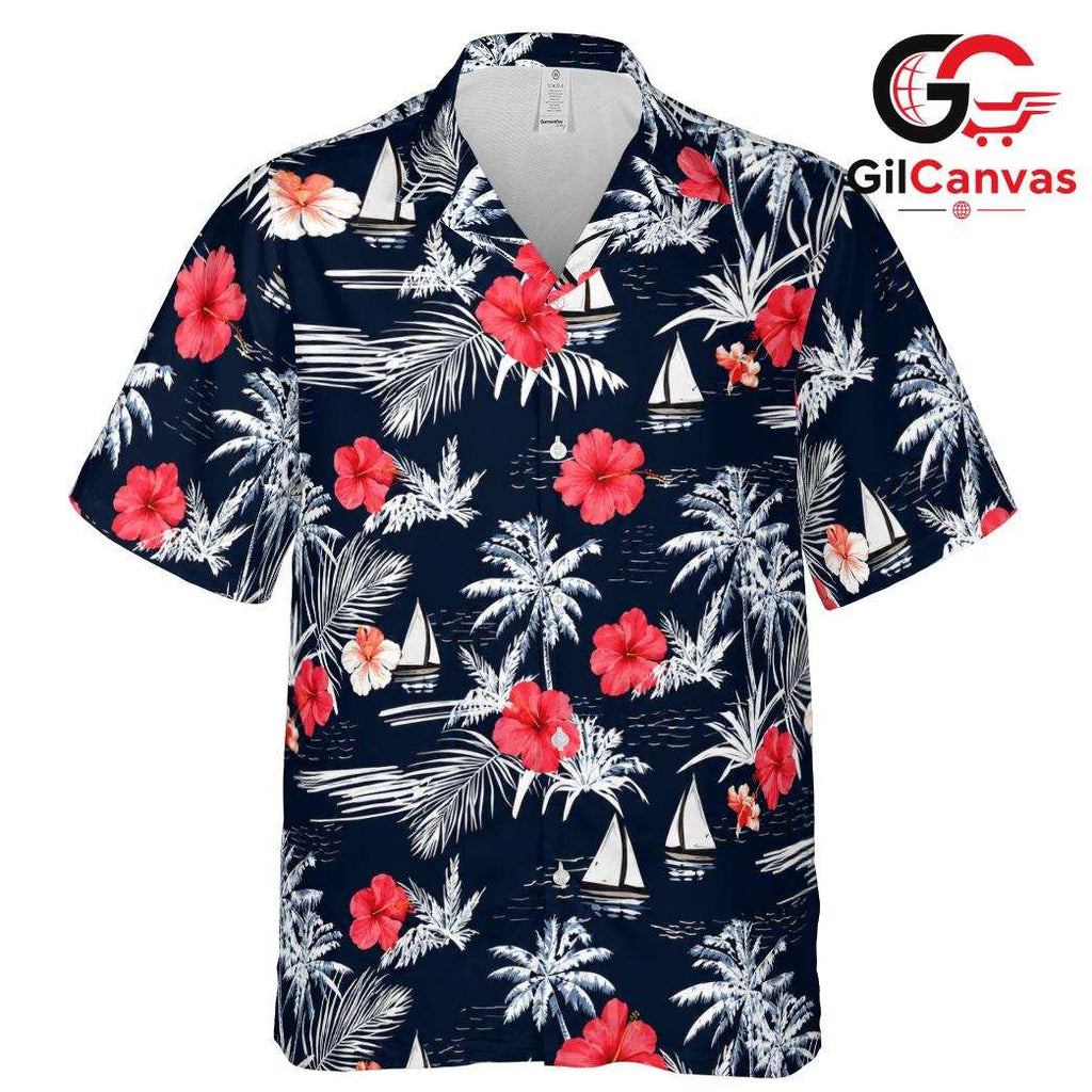Tropical Flower Hawaiian Shirt, Beautiful Unisex Floral Beach Wear Vacation