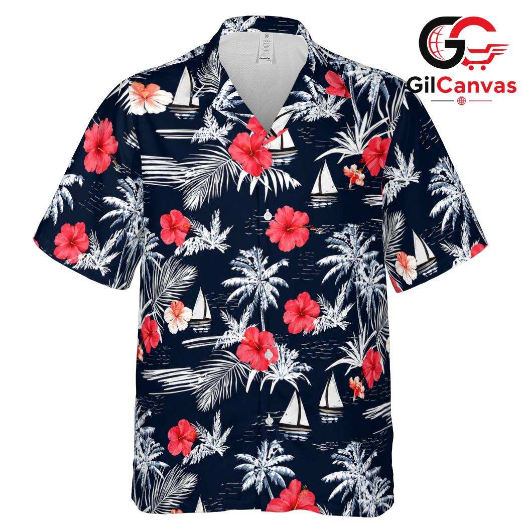 Tropical Flower Hawaiian Shirt, Beautiful Unisex Floral Beach Wear Vacation
