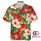 Tropical Flower Hawaiian Shirt For Unisex Summer Beachwear Floral Vacation Fit