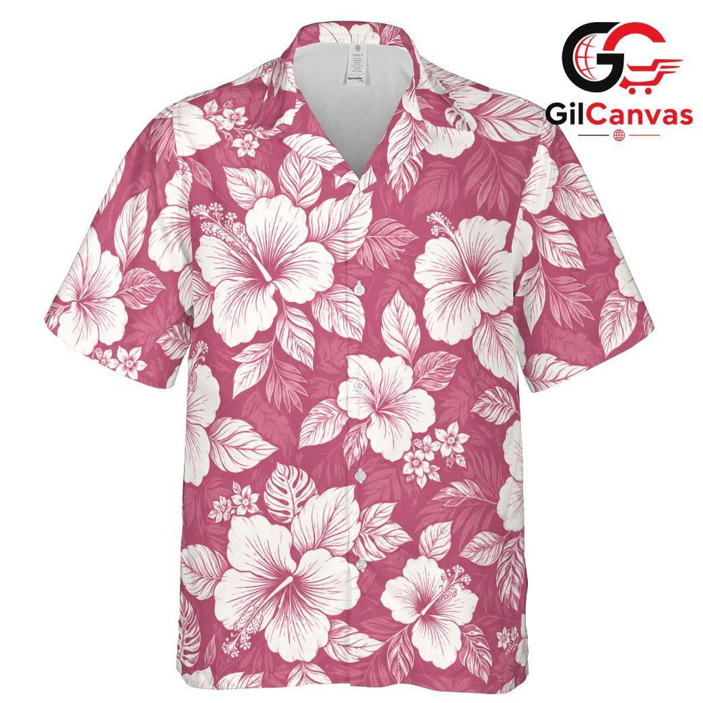 Tropical Flowers Beach Shirt, Trendy Men Floral Design Summer Vacation Tee