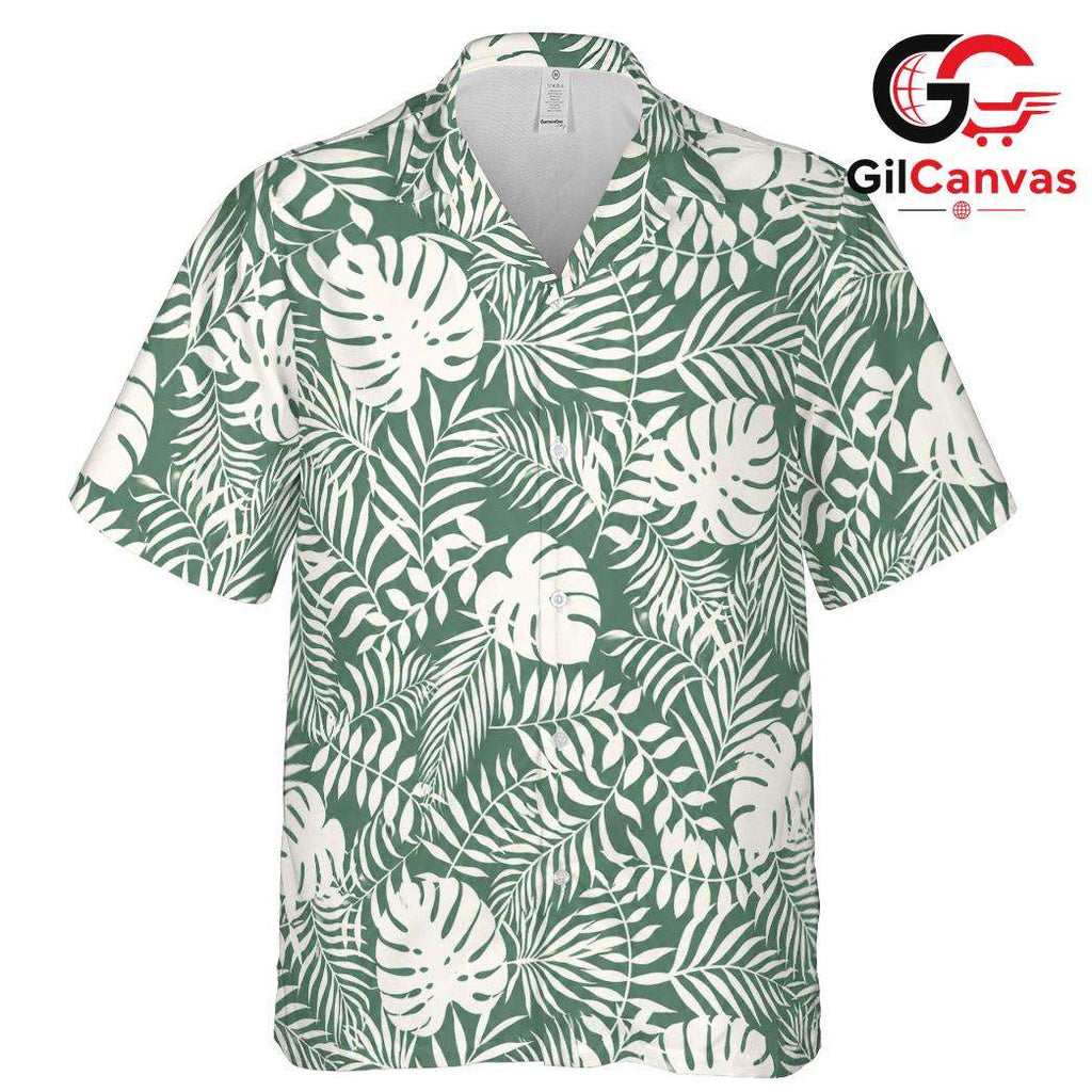 Tropical Leaf Print Shirt Women, Elegant Summer Style For Beach Vacations
