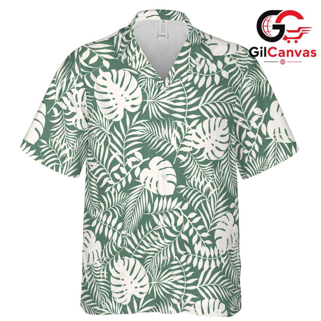 Tropical Leaf Print Shirt Women, Elegant Summer Style For Beach Vacations