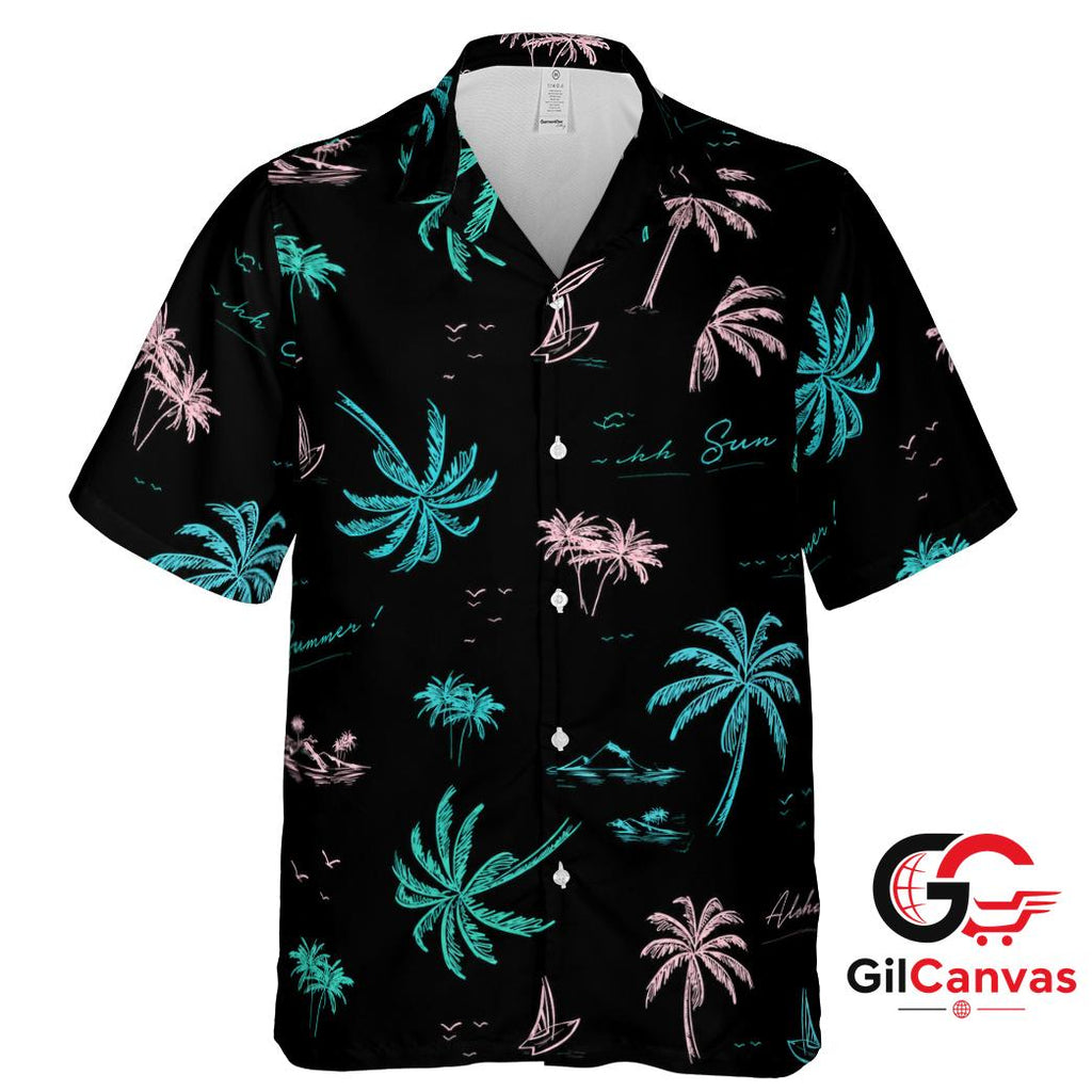 Tropical Palm Hawaiian Shirt For Summer Vacation Perfect Men Beach Apparel
