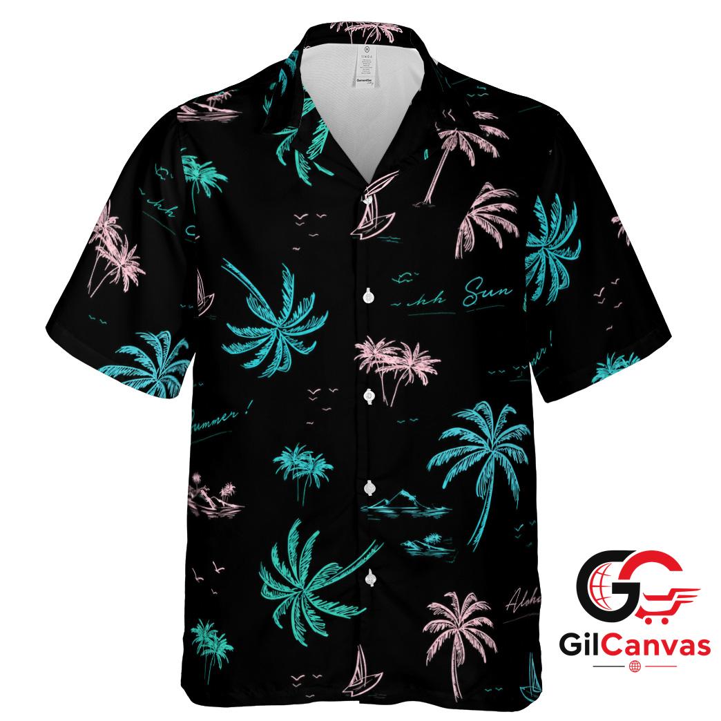 Tropical Palm Hawaiian Shirt For Summer Vacation Perfect Men Beach Apparel