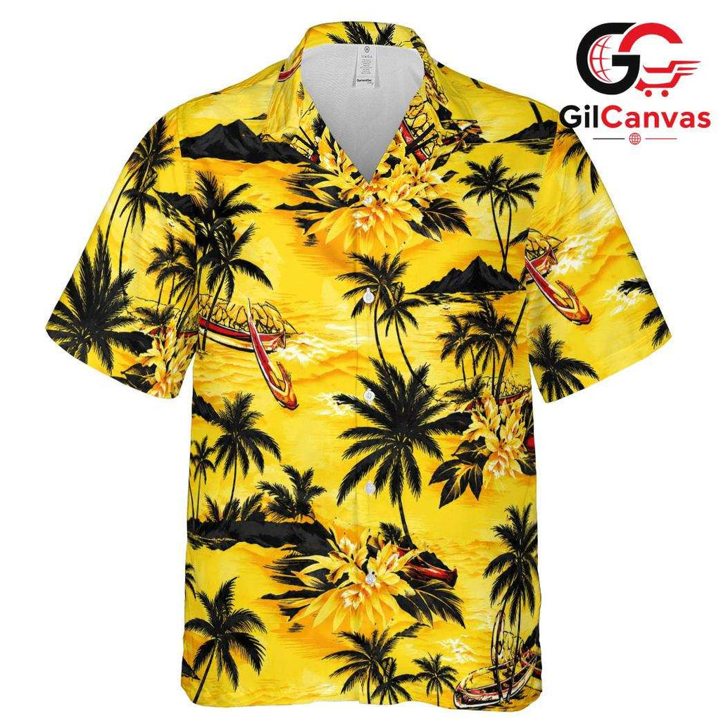 Tropical Scenery Hawaiian Tee, Casual Unisex Beachwear for Summer Getaways