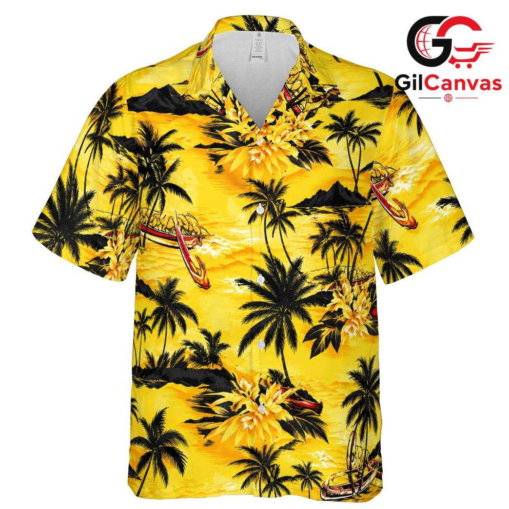 Tropical Scenery Hawaiian Tee, Casual Unisex Beachwear for Summer Getaways